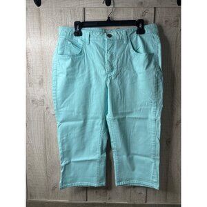 Riders By Lee Turquoise Blue Capri Lightweight Denim Womens 14 Stretch Cotton